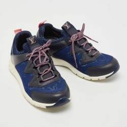 Louis Vuitton Blue/Black Monogram Mesh and Leather Aftergame Sneakers Size 36