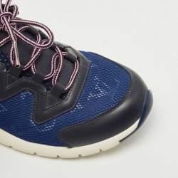 Louis Vuitton Blue/Black Monogram Mesh and Leather Aftergame Sneakers Size 36