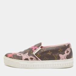 Louis Vuitton Brown Chain Print Monogram Canvas Harbor Sneakers Size 38.5