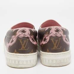 Louis Vuitton Brown Chain Print Monogram Canvas Harbor Sneakers Size 38.5