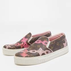 Louis Vuitton Brown Chain Print Monogram Canvas Harbor Sneakers Size 38.5