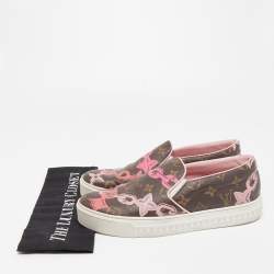 Louis Vuitton Brown Chain Print Monogram Canvas Harbor Sneakers Size 38.5