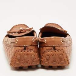 Pre Owned Louis Vuitton Brown Monogram Embossed Leather Gloria Loafers Size 38
