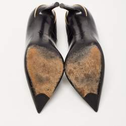 Pre Owned Louis Vuitton Black Leather Eyeline Pumps Size 38