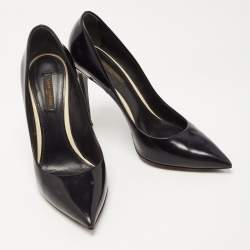 Pre Owned Louis Vuitton Black Leather Eyeline Pumps Size 38