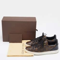 Louis Vuitton Brown Canvas and Patent Leather Frontrow Sneakers Size 38