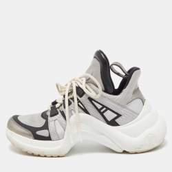 LOUIS VUITTON Calfskin Technical Nylon LV Archlight Sneakers 39 Black White  395232