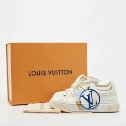 Louis Vuitton White/Blue Leather Time Out Sneakers Size 38