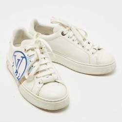 Louis Vuitton White/Blue Leather Time Out Sneakers Size 38
