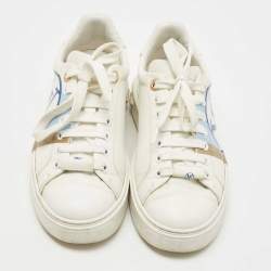 Louis Vuitton White/Blue Leather Time Out Sneakers Size 38