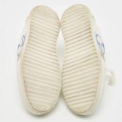 Louis Vuitton White/Blue Leather Time Out Sneakers Size 38