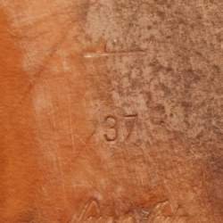 Pre Owned Louis Vuitton Gold Braided Leather Strappy Flat Sandals Size 37