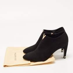 Pre Owned Louis Vuitton Black Suede V Logo Ankle Booties Size 37
