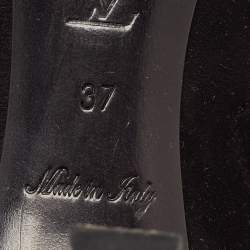 Pre Owned Louis Vuitton Black Suede V Logo Ankle Booties Size 37