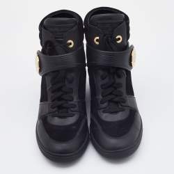Louis Vuitton Black Suede, Epi Leather and Patent Leather High Top Sneakers Size 38