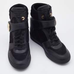 Louis Vuitton Black Suede, Epi Leather and Patent Leather High Top Sneakers Size 38
