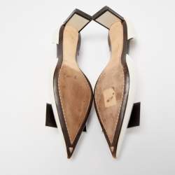 Pre Owned Louis Vuitton Black/White Leather Bow D'orsay Pumps Size 37
