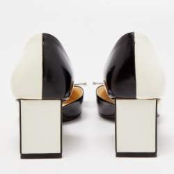 Pre Owned Louis Vuitton Black/White Leather Bow D'orsay Pumps Size 37