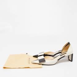Pre Owned Louis Vuitton Black/White Leather Bow D'orsay Pumps Size 37