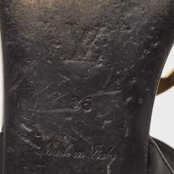 مملوكة مسبقًا Louis Vuitton Black Patent Leather Logo Ankle Strap Flat Sandals Size 36