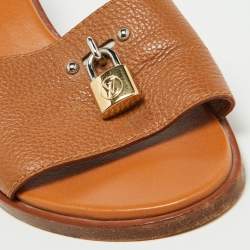 Louis Vuitton Brown Leather Lock It Slide Sandals Size 38