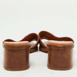 Louis Vuitton Brown Leather Lock It Slide Sandals Size 38