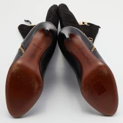 Pre Owned Louis Vuitton Black Leather and Suede Calf Length Booties Size 38