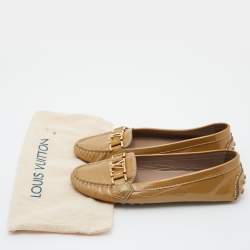 Pre Owned Louis Vuitton Beige Leather Oxford Loafers Size 37