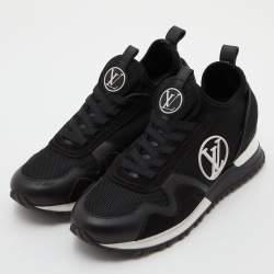 Louis Vuitton Black Mesh and Leather Mesh Run Away Sneakers Size 36