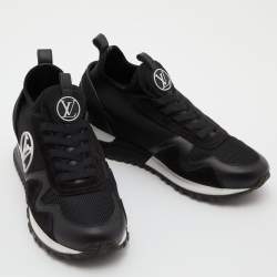 Louis Vuitton Black Mesh and Leather Mesh Run Away Sneakers Size 36