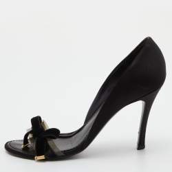 Louis Vuitton Black Satin and PVC Bow D' Orsay Pumps Size 38