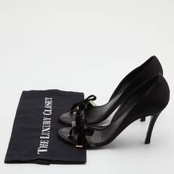 Louis Vuitton Black Satin and PVC Bow D' Orsay Pumps Size 38