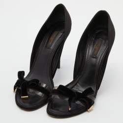 Louis Vuitton Black Satin and PVC Bow D' Orsay Pumps Size 38