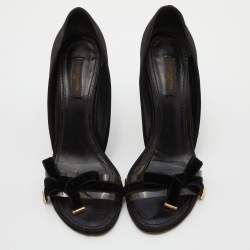 Louis Vuitton Black Satin and PVC Bow D' Orsay Pumps Size 38