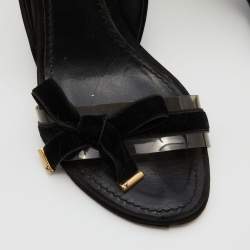 Louis Vuitton Black Satin and PVC Bow D' Orsay Pumps Size 38