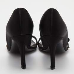 Louis Vuitton Black Satin and PVC Bow D' Orsay Pumps Size 38