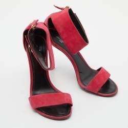 Louis Vuitton Pink Suede Twist Sandals Size 38.5