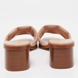 Louis Vuitton Light Pink Monogram Embossed Leather Revival Slide Sandals Size 38.5