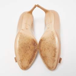 مملوكة مسبقًا Louis Vuitton Beige Patent Leather Fiance Bow Round Toe Pumps Size 39