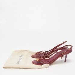 Louis Vuitton Burgundy Patent Leather Dice Slingback Sandals Size 38.5