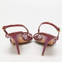 Louis Vuitton Burgundy Patent Leather Dice Slingback Sandals Size 38.5