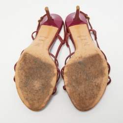 Louis Vuitton Burgundy Patent Leather Dice Slingback Sandals Size 38.5