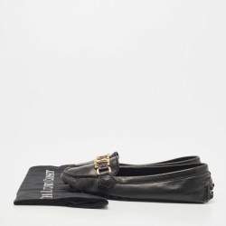 Pre Owned Louis Vuitton Black Leather Oxford Loafers Size 36