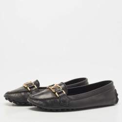 Pre Owned Louis Vuitton Black Leather Oxford Loafers Size 36