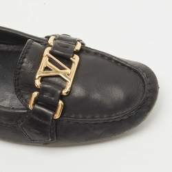 Pre Owned Louis Vuitton Black Leather Oxford Loafers Size 36