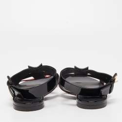 Pre Owned Louis Vuitton Tricolor Patent Leather Ankle Cuff Flat Sandals Size 39