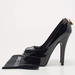 Pre Owned Louis Vuitton Black Patent Leather Oh Really! Platform Peep Toe Pumps Size 38
