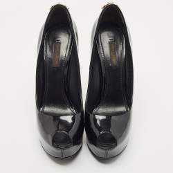 Pre Owned Louis Vuitton Black Patent Leather Oh Really! Platform Peep Toe Pumps Size 38