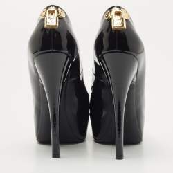 Pre Owned Louis Vuitton Black Patent Leather Oh Really! Platform Peep Toe Pumps Size 38