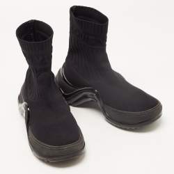 Pre Owned Louis Vuitton Black Knit Fabric LV Archlight High Top Sneakers Size 37
